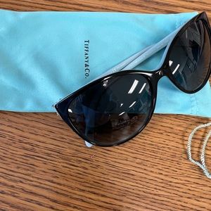Tiffany & Co. Butterfly Sunglasses TF 4089-B Polarized, grey turquoise box bag